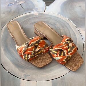 Sam Edelman Dawson Block Heel Slip On Woven Slides Sandals Sunset Orange size 8